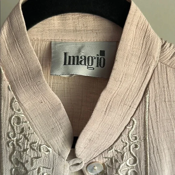 Imagio 90s Sleeveless Embroidered Blouse with Mandarin Collar | Women’s Small - Picture 2 of 8